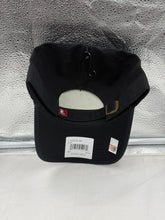 Load image into Gallery viewer, Side view of the Stanford Cardinal NCAA '47 Brand Black Clean Up Adjustable Strapback Hat showing the adjustable strap design, ideal for comfortable wear by all Stanford Cardinal supporters.