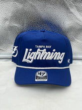 Load image into Gallery viewer, Tampa Bay Lightning NHL '47 Blue Script Hitch Rope Adjustable Snapback Hat featuring adjustable snapback closure and trendy blue script design.