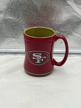 Load image into Gallery viewer, San Francisco 49ers NFL Logo Brands 14oz Mug Cup featuring the iconic team's logo in vibrant colors, perfect for fans enjoying beverages.