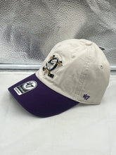 Load image into Gallery viewer, Front view of the Anaheim Ducks NHL '47 Brand Throwback Natural Two Tone Clean Up Adjustable Hat, highlighting the team logo prominently.
