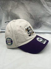 Load image into Gallery viewer, Back view of the Anaheim Ducks NHL '47 Brand Throwback Natural Two Tone Clean Up Adjustable Hat, emphasizing the adjustable fit and clean-up style.