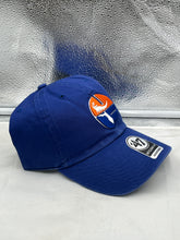 Load image into Gallery viewer, Stylish display of the Florida Gators NCAA '47 Throwback Blue Clean Up Adjustable Strapback Hat, perfect for game day or casual outings, representing team loyalty.