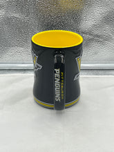 Load image into Gallery viewer, Pittsburgh Penguins NHL Logo Brands 14oz Mug featuring the iconic logo in black and gold, perfect for hockey fans and ideal for coffee or tea.