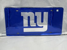 Load image into Gallery viewer, New York Giants NFL Blue Reflective Lasercut License Plate from WinCraft, designed for fans to showcase team pride with a durable and eye-catching blue reflective finish.