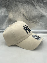 Load image into Gallery viewer, Stylish and versatile New York Yankees MLB '47 Brand Natural Clean Up Adjustable Hat showcasing adjustable strap for comfortable fit.
