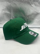 Load image into Gallery viewer, Close-up view of the New York Jets NFL '47 Brand Green Clean Up Adjustable Strapback Hat highlighting the adjustable strapback feature for a comfortable fit.