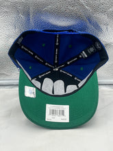 Load image into Gallery viewer, Close-up of the Seattle Seahawks NFL '47 Throwback Blue Two Tone Hitch Snapback Adjustable Hat detailing the quality fabric and two-tone design.