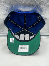 Load image into Gallery viewer, Rear view showing adjustable strap of the Indianapolis Colts NFL '47 Throwback Blue Two Tone Hitch Snapback Adjustable Hat, ideal for showcasing team spirit.