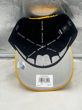 Load image into Gallery viewer, Pittsburgh Steelers NFL '47 Black Two Tone Script Hitch Snapback Adjustable Hat worn by a fan at a game, displaying team pride and stylish comfort.