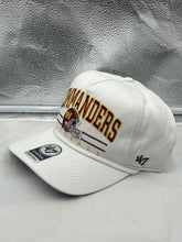 Load image into Gallery viewer, Close-up view of the Washington Commanders NFL '47 Brand White Hitch Rope Snapback Adjustable Hat highlighting the iconic '47 Brand logo and snapback feature.
