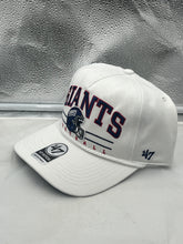 Load image into Gallery viewer, Close-up view of the New York Giants NFL '47 Throwback White Hitch Rope Snapback Adjustable Hat highlighting its adjustable snapback feature and durable construction for comfort and style.