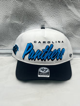 Load image into Gallery viewer, Carolina Panthers NFL '47 Brand White Two Tone Hitch Snapback Adjustable Hat showcasing classic snapback design and two-tone colorway, perfect for team spirit and comfort.