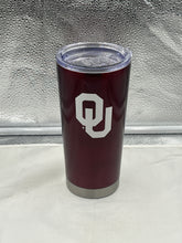 Load image into Gallery viewer, a red tumbler cup with a white logo on it