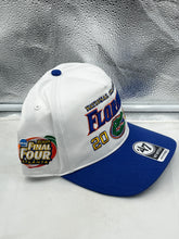 Load image into Gallery viewer, Florida Gators NCAA '47 Brand Champs White Hitch Adjustable Snapback Hat on a mannequin against a dark background.
