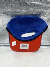 Load image into Gallery viewer, Side view of the Denver Broncos NFL '47 Brand Throwback Blue Rope Hitch Snapback Adjustable Hat, illustrating the adjustable fit and comfortable design.