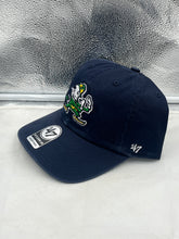 Load image into Gallery viewer, Side view of the Notre Dame Fighting Irish NCAA '47 Brand Navy Clean Up Adjustable Strapback Hat highlighting the adjustable strapback feature for a customizable fit.