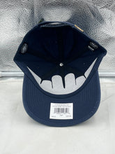 Load image into Gallery viewer, Back view of the Notre Dame Fighting Irish NCAA '47 Brand Navy Clean Up Adjustable Strapback Hat focusing on the strapback adjustment for comfortable wear.