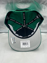Load image into Gallery viewer, Close-up of the Minnesota North Stars NHL '47 Throwback Green Hitch Rope Adjustable Snapback Hat highlighting the adjustable strap and rope detail.