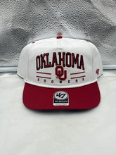 Load image into Gallery viewer, Oklahoma Sooners NCAA '47 Brand White TT Hitch Rope Adjustable Snapback Hat front view showcasing the bold team logo.