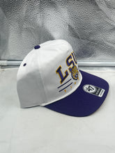 Load image into Gallery viewer, LSU Tigers NCAA '47 Brand White TT Hitch Rope Adjustable Snapback Hat displayed outdoors, perfect for game day or casual outings.