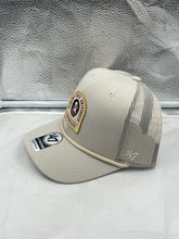 Load image into Gallery viewer, Florida State Seminoles FSU NCAA '47 Brand Bone Trucker Mesh Adjustable Hat side view demonstrating the breathable mesh back for comfort.