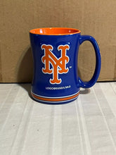 Load image into Gallery viewer, New York Mets MLB Logo Brands 14oz Mug showcasing the iconic Mets logo, perfect for die-hard fans to enjoy their favorite beverages in style.