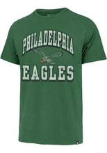 Load image into Gallery viewer, Philadelphia Eagles NFL '47 Brand Throwback Green Men's Tee Shirt showcasing retro design and iconic Eagles logo, perfect for game day or casual wear.