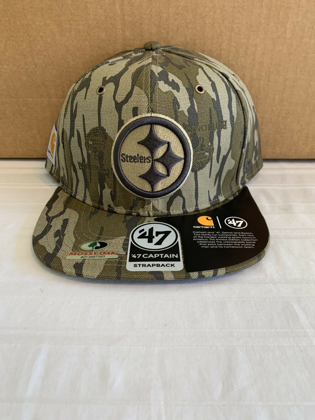 Pittsburgh Steelers NFL '47 Carhartt Camo Mossy Oak Bottomland Adjustable  Hat