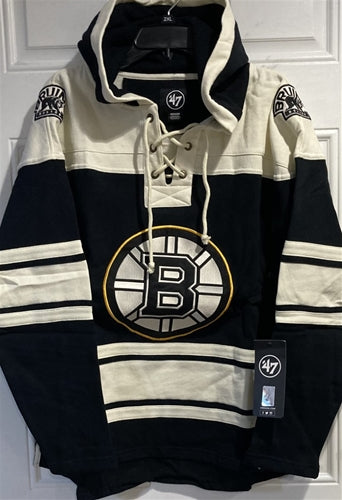 Men's Boston Bruins '47 Black Superior Lacer Pullover Hoodie