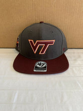 Load image into Gallery viewer, Virginia Tech Hokies NCAA '47 Brand Charcoal Sure Shot Captain Snapback Hat - Casey's Sports Store