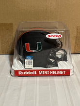 Load image into Gallery viewer, Miami Hurricanes NCAA Riddell Speed Alternate Black Mini Helmet - Casey's Sports Store