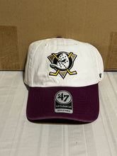 Load image into Gallery viewer, Anaheim Ducks NHL '47 Brand Throwback White Two Tone Clean Up Adjustable Hat - Casey's Sports Store