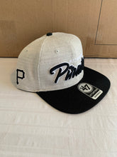 Load image into Gallery viewer, Pittsburgh Pirates MLB '47 Brand Grey Street Script Captain Snapback Hat - Casey's Sports Store