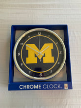 Load image into Gallery viewer, Michigan Wolverines NCAA Round 12" Chrome Clock Wincraft - Casey's Sports Store