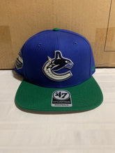 Load image into Gallery viewer, Vancouver Canucks NHL '47 Brand Blue Sure Shot Adjustable Snapback Hat - Casey's Sports Store