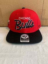 Load image into Gallery viewer, Chicago Bulls NBA '47 Brand Red Script Two Tone Captain Adjustable Snapback Hat - Casey's Sports Store