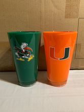 Load image into Gallery viewer, Miami Hurricanes NCAA Set of 2 20oz Plastic Tumbler Cup Duck House - Casey's Sports Store