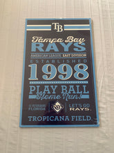 Load image into Gallery viewer, Tampa Bay Rays MLB 17" x 11" Wood Sign Decorative Established Design Wincraft - Casey's Sports Store