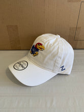 Load image into Gallery viewer, Kansas Jayhawks NCAA Zephyr White Adjustable Clean Up Strapback Hat Cap - Casey's Sports Store