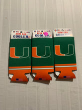 Load image into Gallery viewer, Miami Hurricanes NCAA Set Of 3 2-Sided Kolder Slim Tall Can Koozies Coozies - Casey's Sports Store