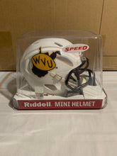 Load image into Gallery viewer, West Virginia Mountaineers Throwback NCAA Riddell Speed White Mini Helmet - Casey's Sports Store