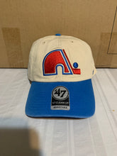 Load image into Gallery viewer, Quebec Nordiques NHL '47 Brand Throwback Clean Up Natural Two Tone Adjustable Hat - Casey's Sports Store