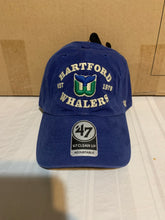 Load image into Gallery viewer, Hartford Whalers NHL '47 Brand Throwback Clean Up Blue Adjustable Hat - Casey's Sports Store