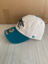 Load image into Gallery viewer, San Jose Sharks NHL '47 Brand Throwback Clean Up White Two Tone Adjustable Hat - Casey's Sports Store