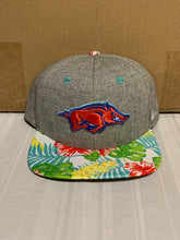 Load image into Gallery viewer, Arkansas Razorbacks NCAA Zephyr Gray Tropical Captain Snapback Hat - Casey's Sports Store