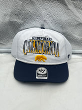 Load image into Gallery viewer, California Golden Bears NCAA &#39;47 Brand White TT Hitch Adjustable Snapback Hat featuring an iconic logo, designed for comfort and style, perfect for fans to showcase their team pride.
