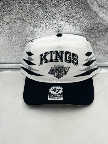 Los Angeles Kings NHL '47 Brand White Diamond Hitch Adjustable Snapback Hat, adjustable fit with diamond pattern design and logo