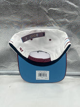 Load image into Gallery viewer, Person wearing the West Ham United EPL &#39;47 Brand White TT Diamond Hitch Adjustable Snapback Hat at a game, demonstrating team spirit and style while enjoying a day out.
