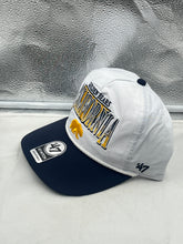 Load image into Gallery viewer, California Golden Bears NCAA &#39;47 Brand White TT Hitch Adjustable Snapback Hat displayed on a mannequin, showcasing the iconic team logo and adjustable snapback feature.
