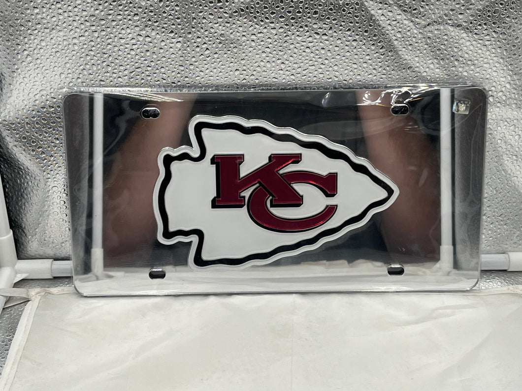 Kansas City Chiefs NFL Silver Reflective Lasercut License Plate Wincraft